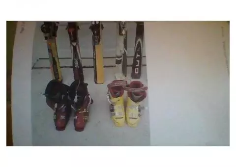 snow skis and boots